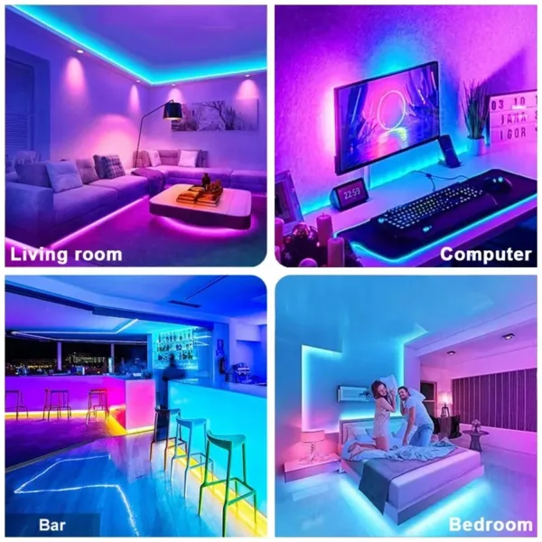RGB 5050 Led Strip Lights 5V USB 24Keys Bluetooth Wifi Control Flexible Ribbon Color Change Led Lamp Tape for Room Decoration - Image 9