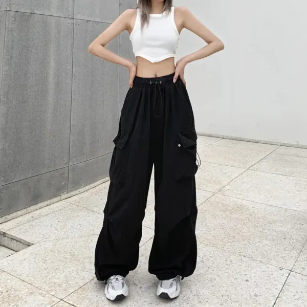 Women Y2K Streetwear Cargo Pants Vintage Fashion High Waist Baggy Trousers Female Loose Sweatpants Wide Leg Joggers Trousers - Image 4