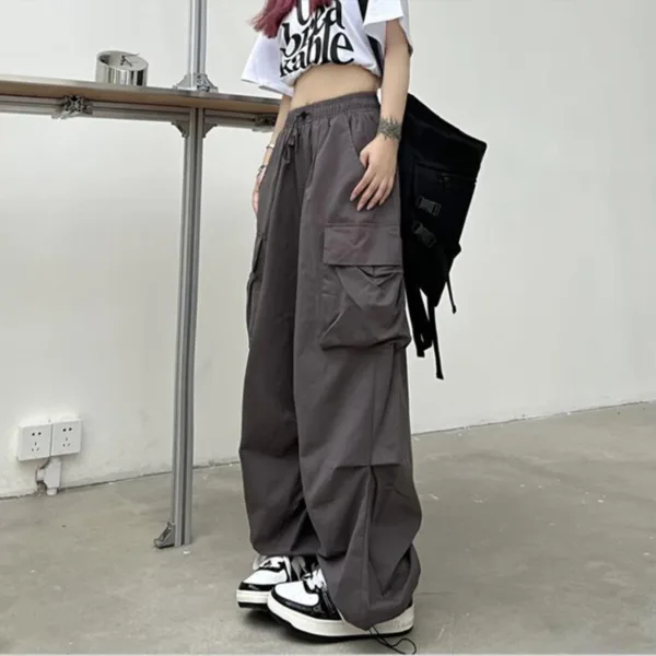 Women Y2K Streetwear Cargo Pants Vintage Fashion High Waist Baggy Trousers Female Loose Sweatpants Wide Leg Joggers Trousers - Image 5