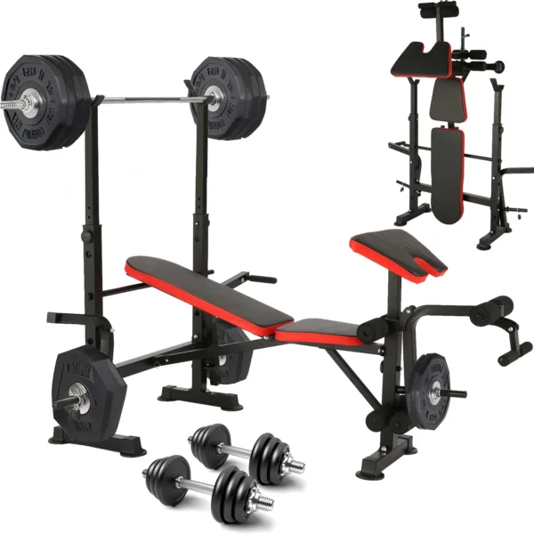 6 in 1 660lbs Weight Bench Set with Squat Rack, Bench Press Set with Barbell Rack, Adjustable Incline Strength Training Workout - Image 3