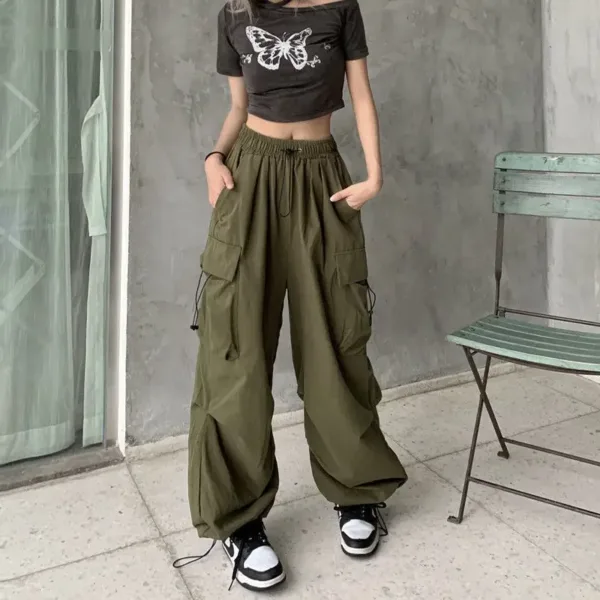 Women Y2K Streetwear Cargo Pants Vintage Fashion High Waist Baggy Trousers Female Loose Sweatpants Wide Leg Joggers Trousers - Image 9