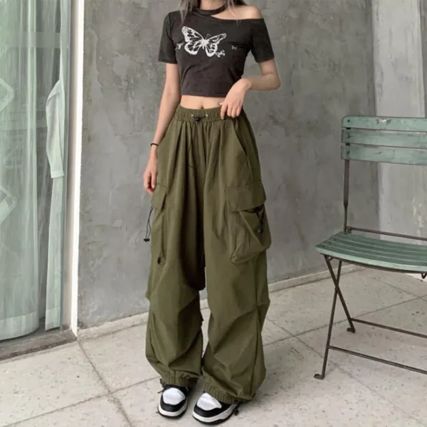 Women Y2K Streetwear Cargo Pants Vintage Fashion High Waist Baggy Trousers Female Loose Sweatpants Wide Leg Joggers Trousers - Image 7