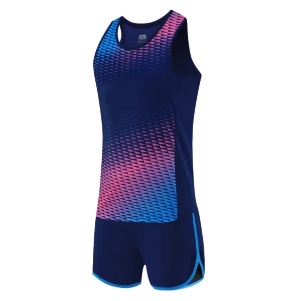 Men Running Tracksuits 2021 Track And Field Suits Quick Dry Marathon Athletics Sportswear Vest+Shorts Team Sport Set - Image 9