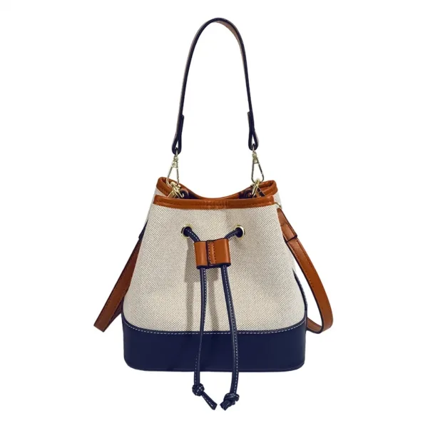 Contrast Color Canvas Bucket Bag - Image 8