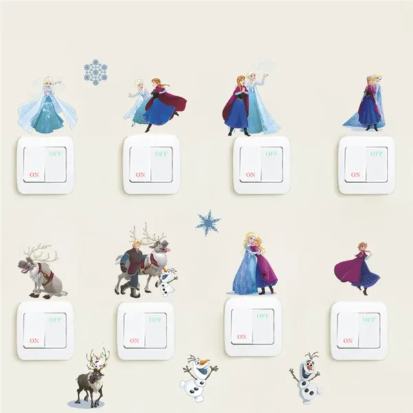 Cute Olaf Elsa Queen Anna Princess Anime Wall Stickers Kids Room Baseboard Home Decoration Cartoon Mural Art Frozen Movie Poster - Image 24