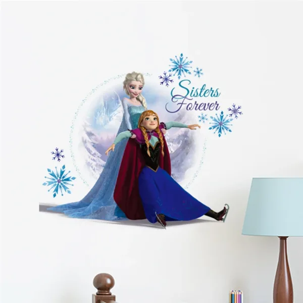 Cute Olaf Elsa Queen Anna Princess Anime Wall Stickers Kids Room Baseboard Home Decoration Cartoon Mural Art Frozen Movie Poster - Image 22