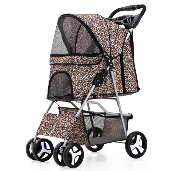Pet Stroller Carrier For Dogs Detachable Baby Stroller Dog Pull Cart Double Layer Lightweight Four Wheel Shock Absorption - Image 15
