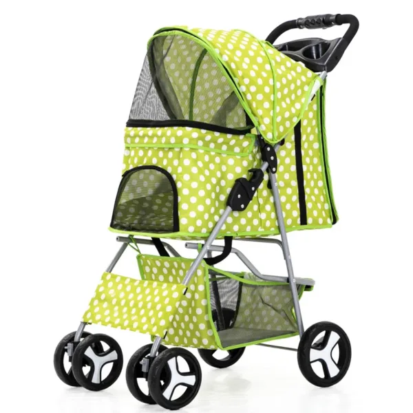Pet Stroller Carrier For Dogs Detachable Baby Stroller Dog Pull Cart Double Layer Lightweight Four Wheel Shock Absorption - Image 4