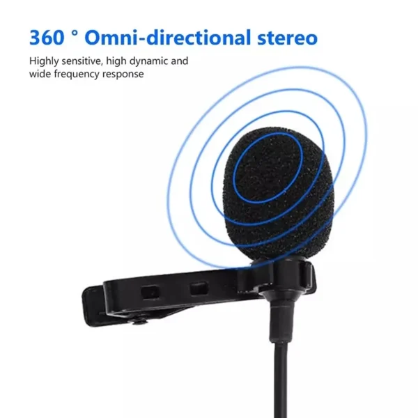 Portable 1.5m Lavalier Mini Microphone Condenser Clip-on Lapel Mic Wired USB 3.5mm Type-C Microfon For Phone for Mac Laptop PC - Image 2