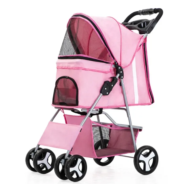 Pet Stroller Carrier For Dogs Detachable Baby Stroller Dog Pull Cart Double Layer Lightweight Four Wheel Shock Absorption - Image 20
