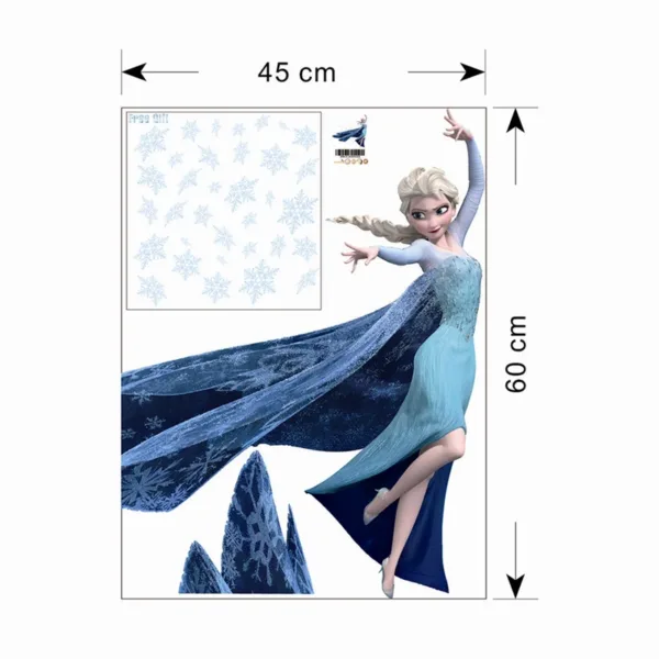 Cartoon Elsa Queen Snowflakes Wall Sticker For Kids Room Home Decoration Diy Girls Decal Anime Mural Art Frozen Movie Poster - Image 3