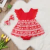 New Arrival 2pcs Red Flower Baby Clothing Newborn Baby Girls Lace Backless Romper Dress Jumpsuit Outfits Clothes 0-24M - Image 6