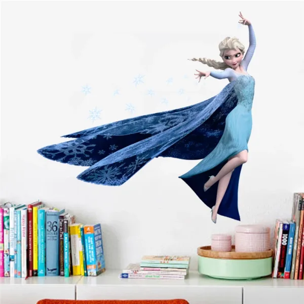 Cartoon Elsa Queen Snowflakes Wall Sticker For Kids Room Home Decoration Diy Girls Decal Anime Mural Art Frozen Movie Poster - Image 6