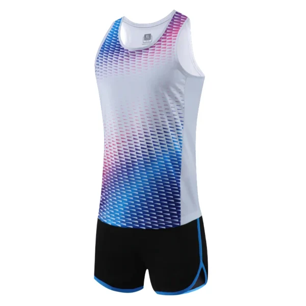 Men Running Tracksuits 2021 Track And Field Suits Quick Dry Marathon Athletics Sportswear Vest+Shorts Team Sport Set - Image 5