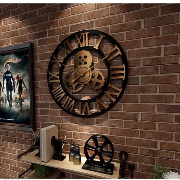 Creative retro wall clock fashion wall clock decorative gear wall clock living room wall clock - Image 6