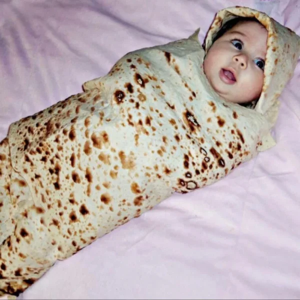 Baby Blanket+ Hat Burrito Baby Flour Tortilla Swaddle 100% Cotton Flannel Blanket Sleeping Swaddle Wrap For Baby Sleep - Image 4
