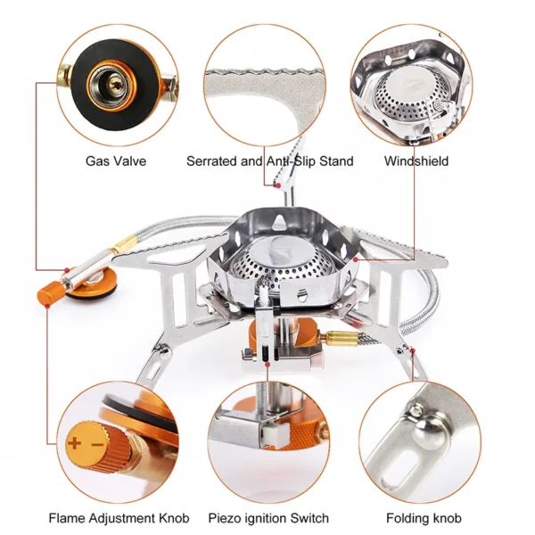 Widesea Camping Wind Proof Gas Burner Outdoor Strong Fire Stove Heater Tourism Equipment Supplies Tourist Kitchen Survival Trips - Image 6