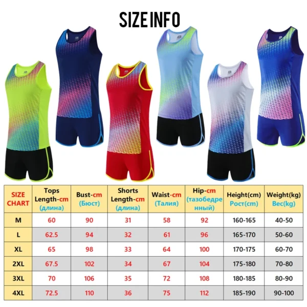 Men Running Tracksuits 2021 Track And Field Suits Quick Dry Marathon Athletics Sportswear Vest+Shorts Team Sport Set - Image 11