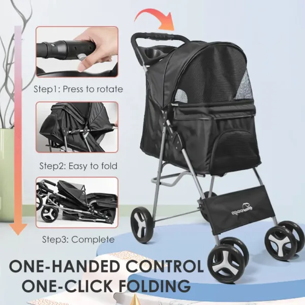 Pet Stroller Carrier For Dogs Detachable Baby Stroller Dog Pull Cart Double Layer Lightweight Four Wheel Shock Absorption - Image 10