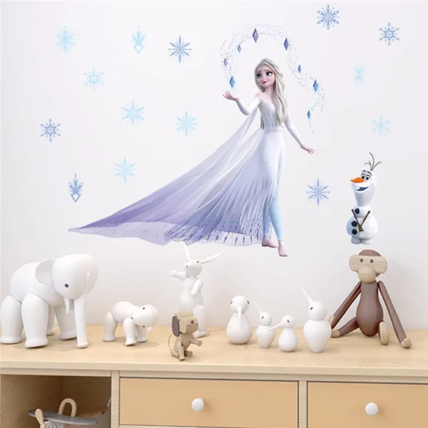 Cute Olaf Elsa Queen Anna Princess Anime Wall Stickers Kids Room Baseboard Home Decoration Cartoon Mural Art Frozen Movie Poster - Image 19