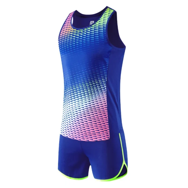 Men Running Tracksuits 2021 Track And Field Suits Quick Dry Marathon Athletics Sportswear Vest+Shorts Team Sport Set - Image 10