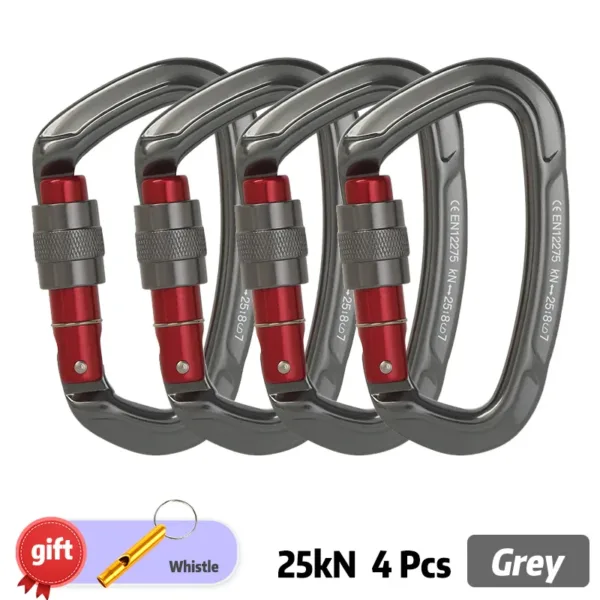 Outdoor Professional Rock Climbing Carabiner 25kN Lock D-shape Safety Buckle For Keys Tools Equipment