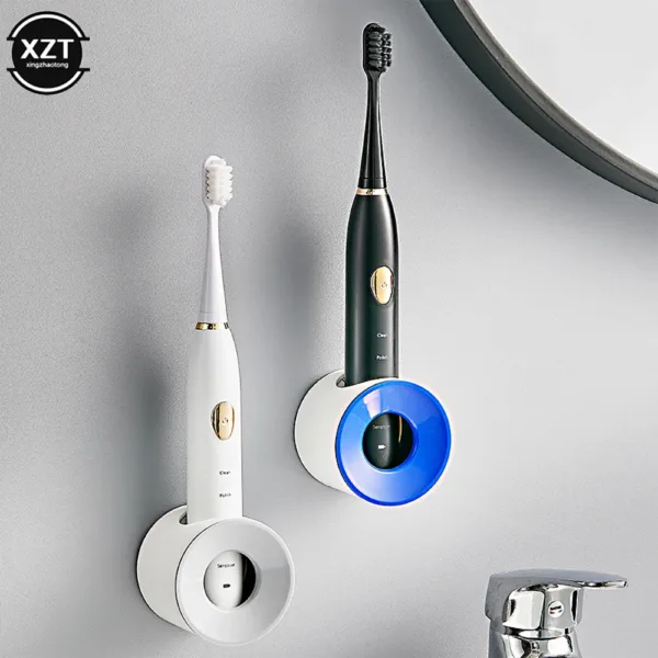 New 1pc Electric Toothbrush Holder Wall-Mounted Dustproof Toothbrush Holder Perforated Bathroom Electric Toothbrush Brush Holder - Image 2