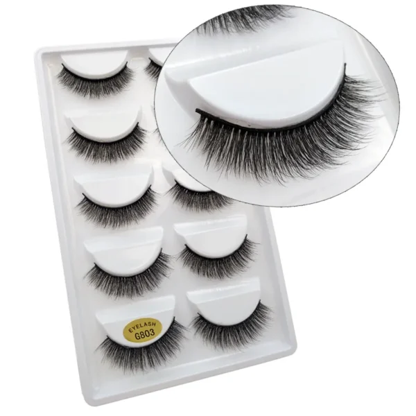 5 Pairs Multipack 3D Mink Lashes False Eyelashes Handmade Wispy Fluffy Long Lashes Natural Eye Makeup Tools Eye Lashes G806 - Image 17
