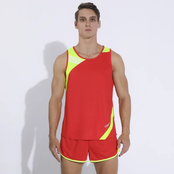Men Running Sets Quick Dry Sprint Sports Jogging Uniform Vest Shorts Thin Marathon Outdoor Suits Track And Field Sets - Image 2