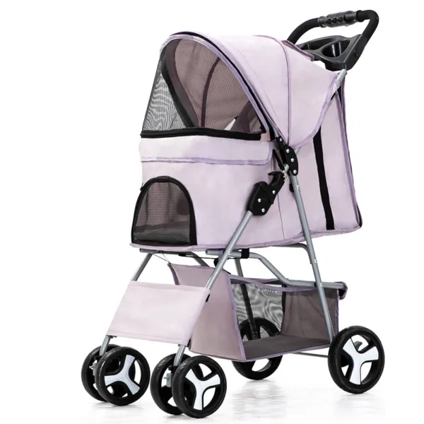 Pet Stroller Carrier For Dogs Detachable Baby Stroller Dog Pull Cart Double Layer Lightweight Four Wheel Shock Absorption - Image 13