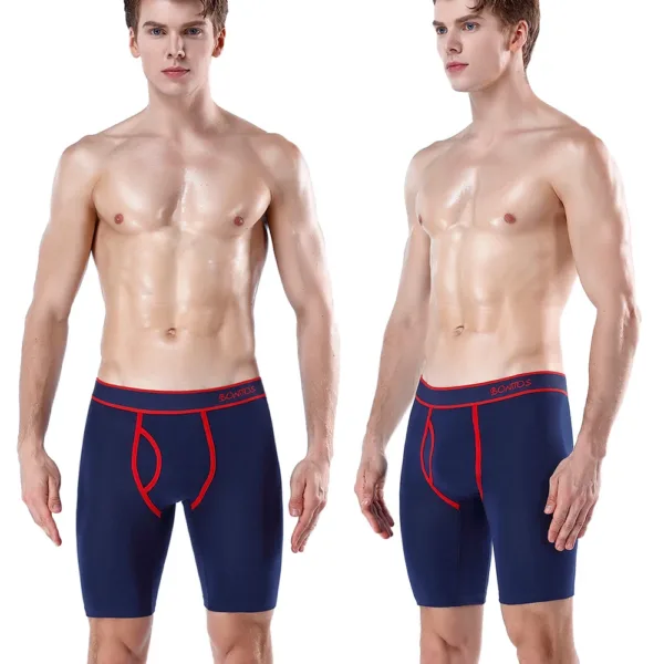 Front Opening Long Men's Panties Cotton Boxers For Man Underwear Breathable Boxershorts Male Sexy Print Underpants
