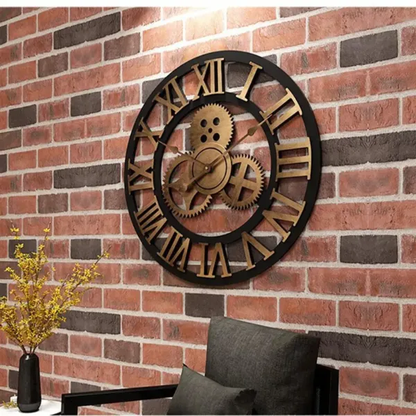 Creative retro wall clock fashion wall clock decorative gear wall clock living room wall clock - Image 4