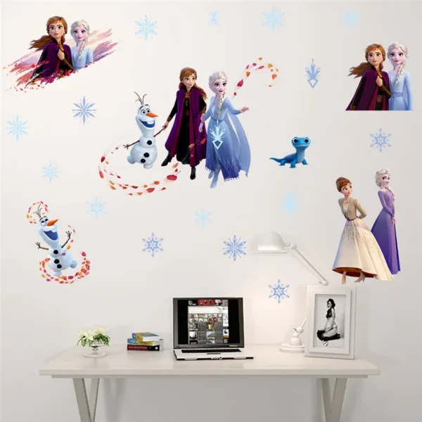 Cute Olaf Elsa Queen Anna Princess Anime Wall Stickers Kids Room Baseboard Home Decoration Cartoon Mural Art Frozen Movie Poster - Image 21