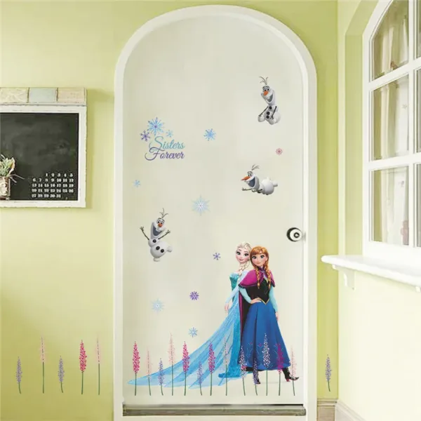 Cute Olaf Elsa Queen Anna Princess Anime Wall Stickers Kids Room Baseboard Home Decoration Cartoon Mural Art Frozen Movie Poster - Image 12