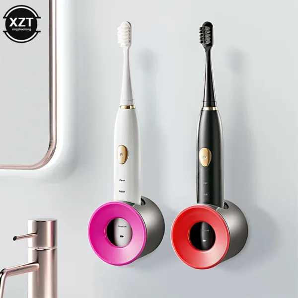 New 1pc Electric Toothbrush Holder Wall-Mounted Dustproof Toothbrush Holder Perforated Bathroom Electric Toothbrush Brush Holder - Image 9