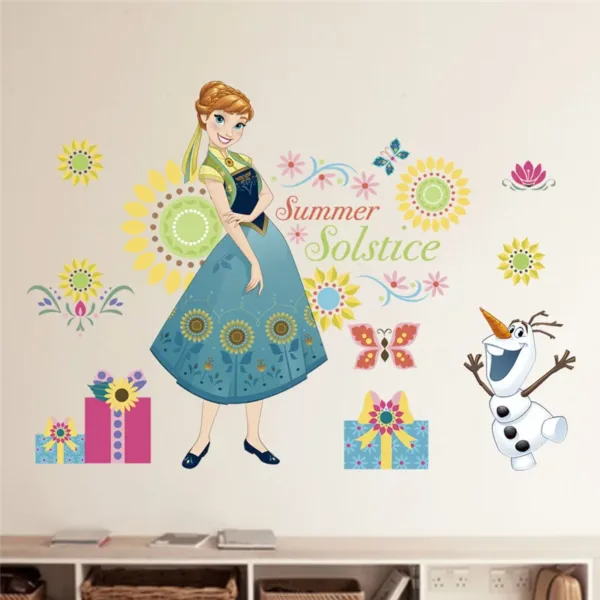 Cute Olaf Elsa Queen Anna Princess Anime Wall Stickers Kids Room Baseboard Home Decoration Cartoon Mural Art Frozen Movie Poster - Image 15