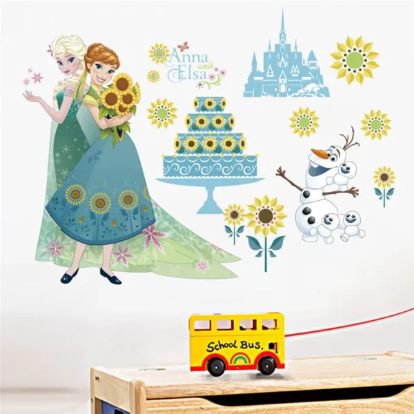 Cute Olaf Elsa Queen Anna Princess Anime Wall Stickers Kids Room Baseboard Home Decoration Cartoon Mural Art Frozen Movie Poster - Image 20