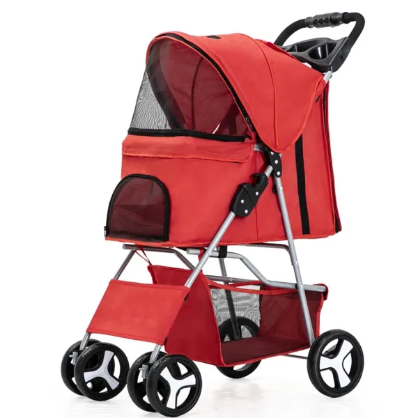 Pet Stroller Carrier For Dogs Detachable Baby Stroller Dog Pull Cart Double Layer Lightweight Four Wheel Shock Absorption - Image 9