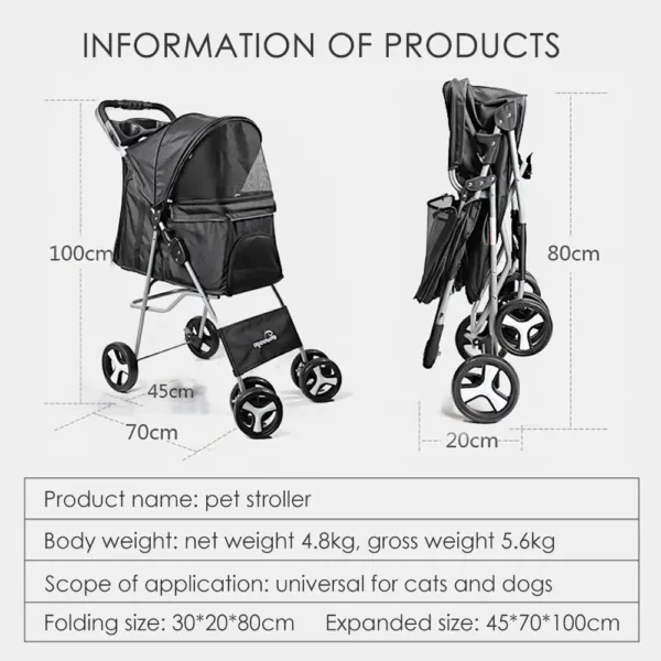 Pet Stroller Carrier For Dogs Detachable Baby Stroller Dog Pull Cart Double Layer Lightweight Four Wheel Shock Absorption - Image 17