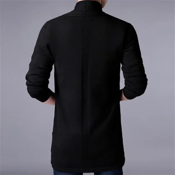 Sweater Coats Men New Fashion 2024 Autumn Men's Slim Long Solid Color Knitted Jacket Fashion Men's Casual Sweater Cardigan Coats - Image 2