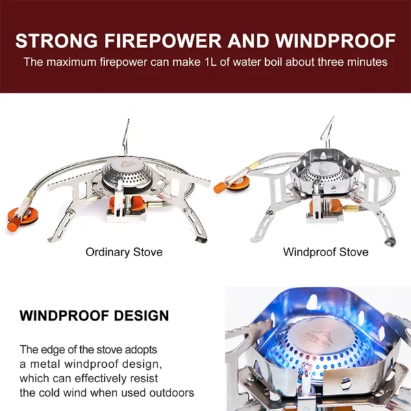 Widesea Camping Wind Proof Gas Burner Outdoor Strong Fire Stove Heater Tourism Equipment Supplies Tourist Kitchen Survival Trips - Image 7