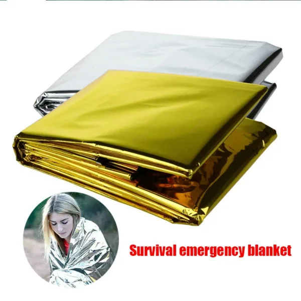 Emergency Blanket Outdoor Survive First Aid Rescue Kit Windproof Waterproof Foil Thermal Blanket for Camping Hiking - Image 4