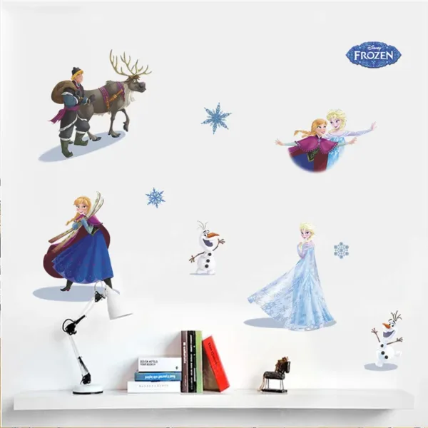 Cute Olaf Elsa Queen Anna Princess Anime Wall Stickers Kids Room Baseboard Home Decoration Cartoon Mural Art Frozen Movie Poster - Image 16