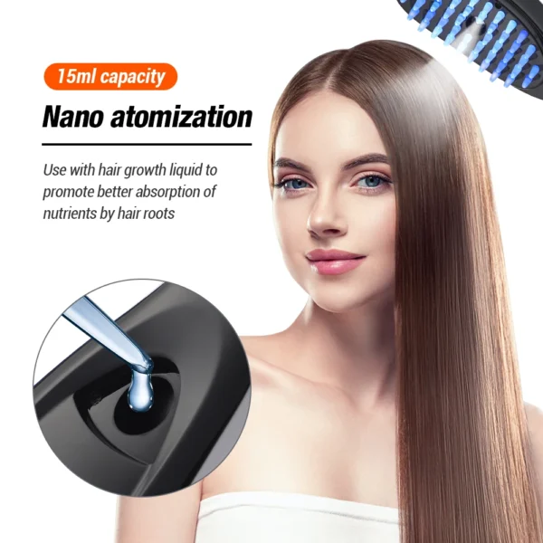 Electric Spray Massage Comb Blue Red Light Therapy Vibration Hair Massage Scalp Brush Negative Ion Spray Hair Growth Massager - Image 6