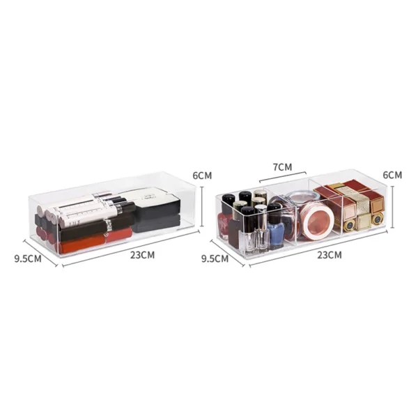 Clear Acrylic Makeup Layered Storage Box Dressing Table Cosmetic Lipstick Finishing Grid Box Desktop Drawer Storage Compartment - Image 2