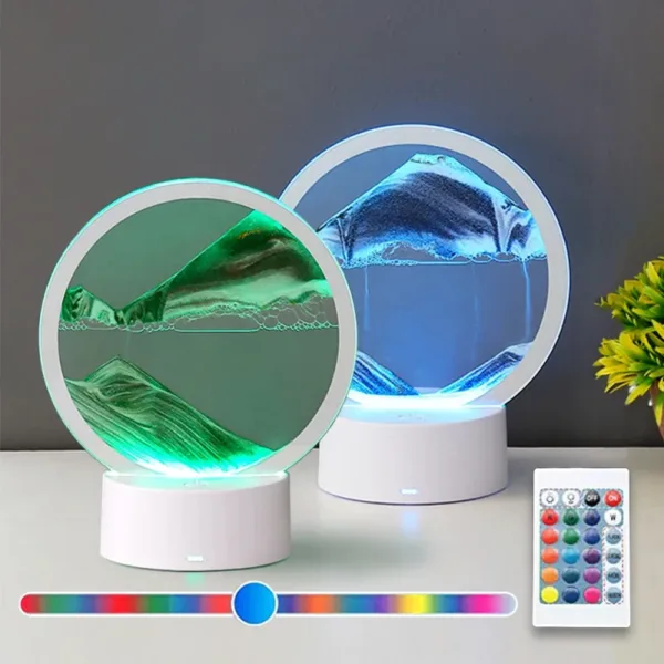 Color LED Flowing Sand Painting Table Lamp 3D Moving Sand Art Picture Round Glass Hourglass Night Light Bedside Lamp Home Decor - Image 7