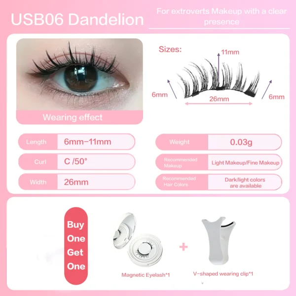 PRAECLARUS 2Pairs Reusable Magnetic Lashes No Glue Needed Professional Premium 3D Magnetic Eyelash 3-Step Press On False Eyelash - Image 5