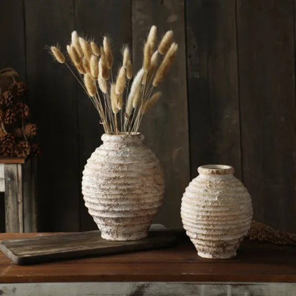 Retro Nostalgic Rough Clay Pottery Vase 21.5CM Room Decoration Vases Vintage Handmade Style Home Decor Items