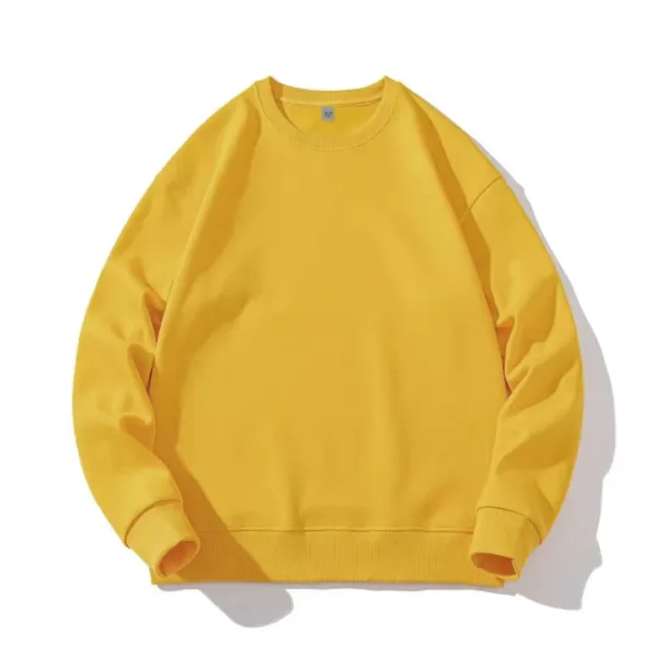 Men Cotton Spring Autumn Solid Color O-neck Sweatshirt Universal Simple Casual Pullover Couple Long Sleeve T-shirt White Top - Image 8