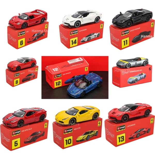 Bburago 1:64 genuine Ferrari SP1 458 ENZO F40 F12TDF SF90 car model series children's Christmas boy gift toys - Image 8